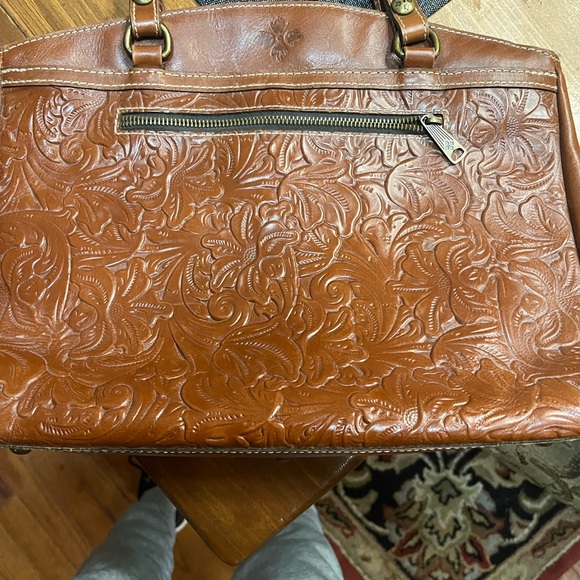 Patricia Nash Embossed Tan Leather Briefcase purse - Picture 5 of 11